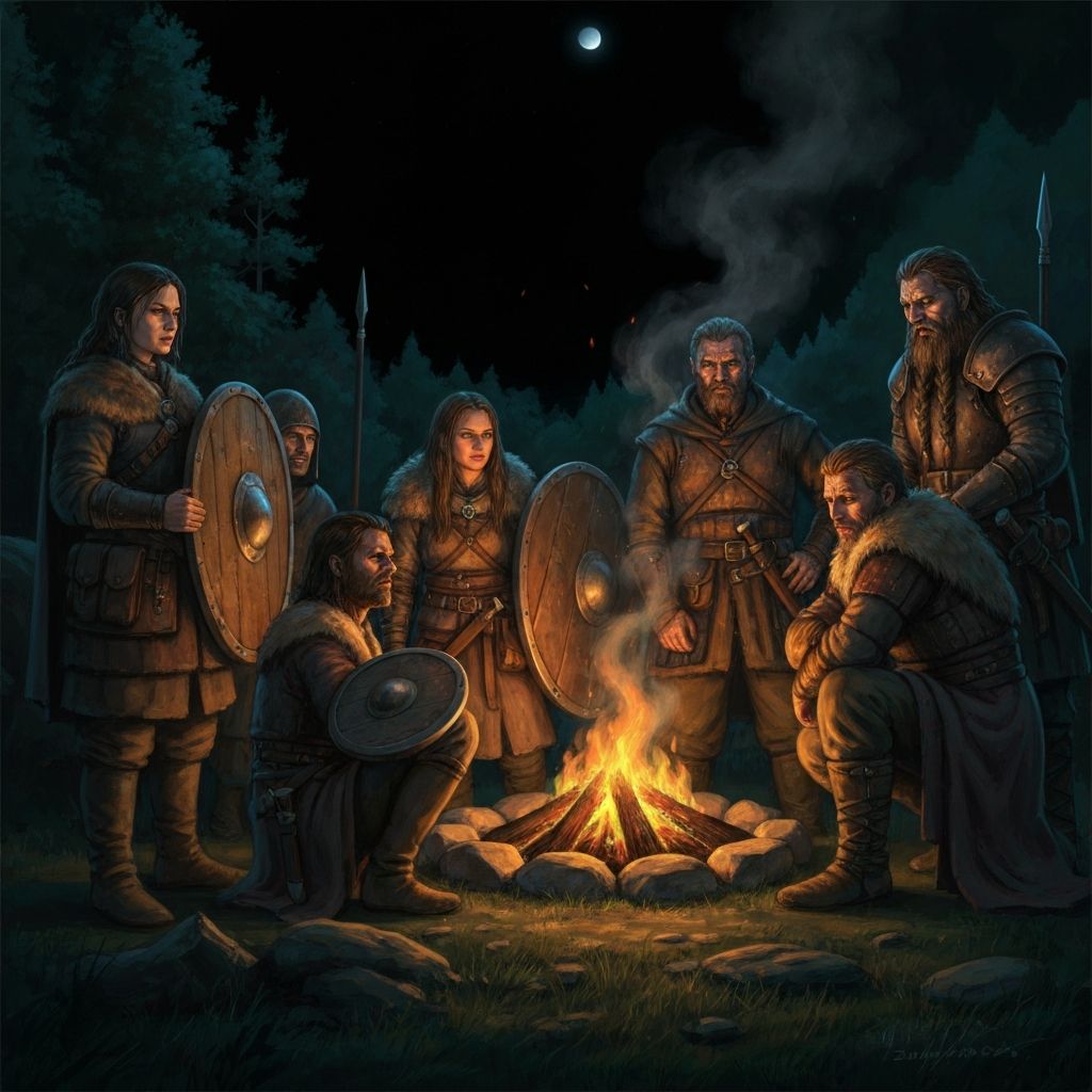 Guerriers de Pierrefendre autour du feu